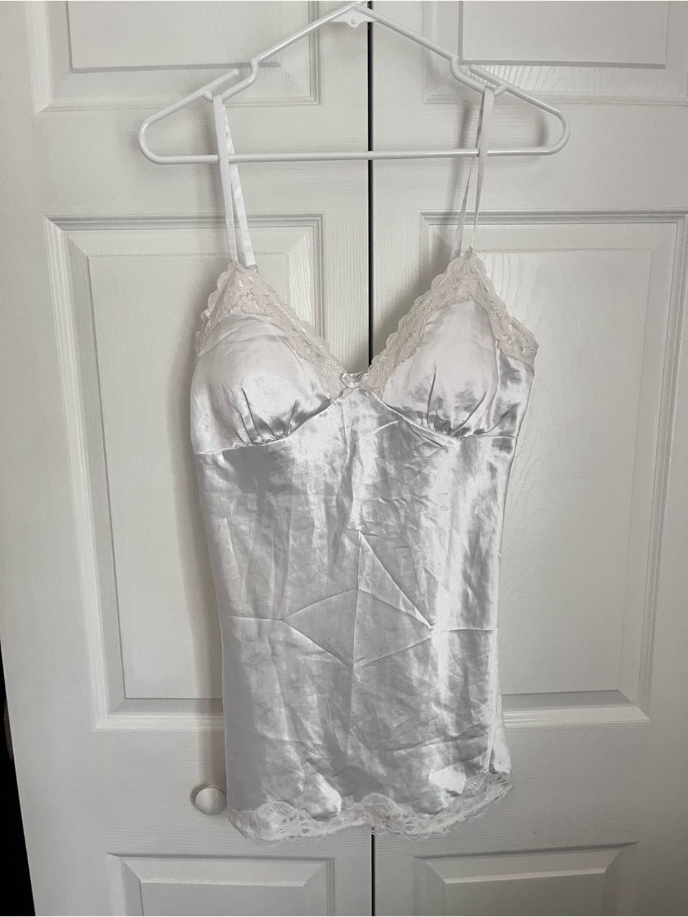 White Satin Lace Slip Chemise